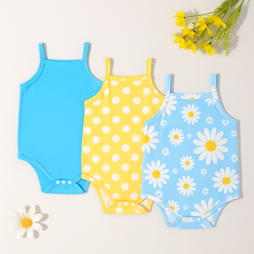 3 Pack Colourful Baby Vest