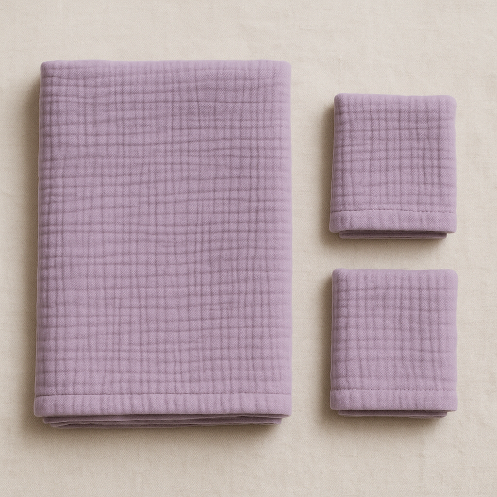 Pack of 3 Muslins, XL Solid Colour Muslin (1pc) + Regular Muslins (2pcs) Set