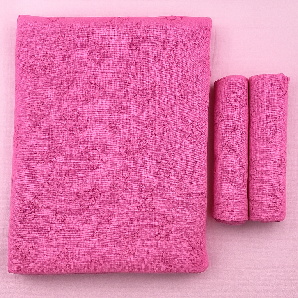 Pack of 3 Muslins, XL Solid Colour Muslin (1pc) + Regular Muslins (2pcs) Set