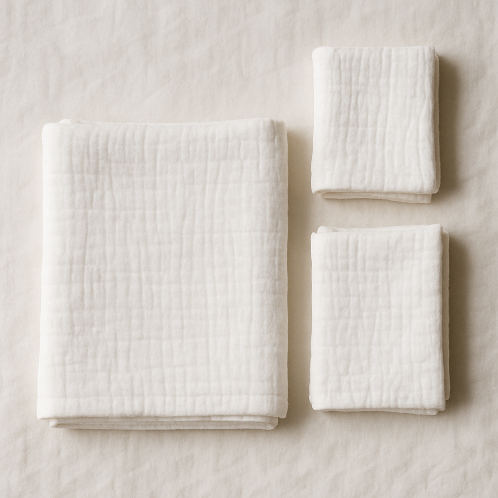 Pack of 3 Muslins, XL Solid Colour Muslin (1pc) + Regular Muslins (2pcs) Set