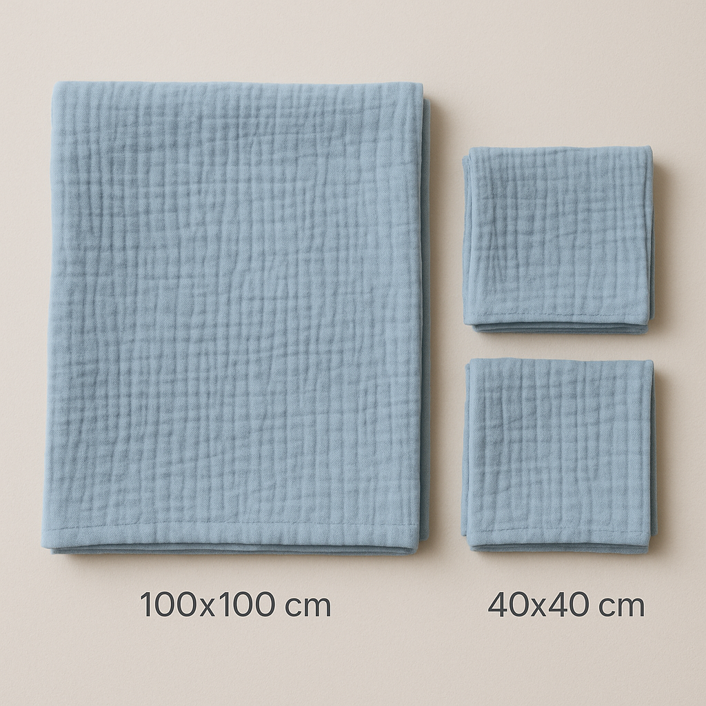 Pack of 3 Muslins, XL Solid Colour Muslin (1pc) + Regular Muslins (2pcs) Set