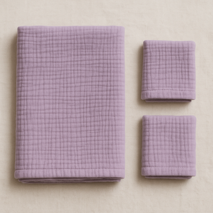 Pack of 3 Muslins, XL Solid Colour Muslin (1pc) + Regular Muslins (2pcs) Set